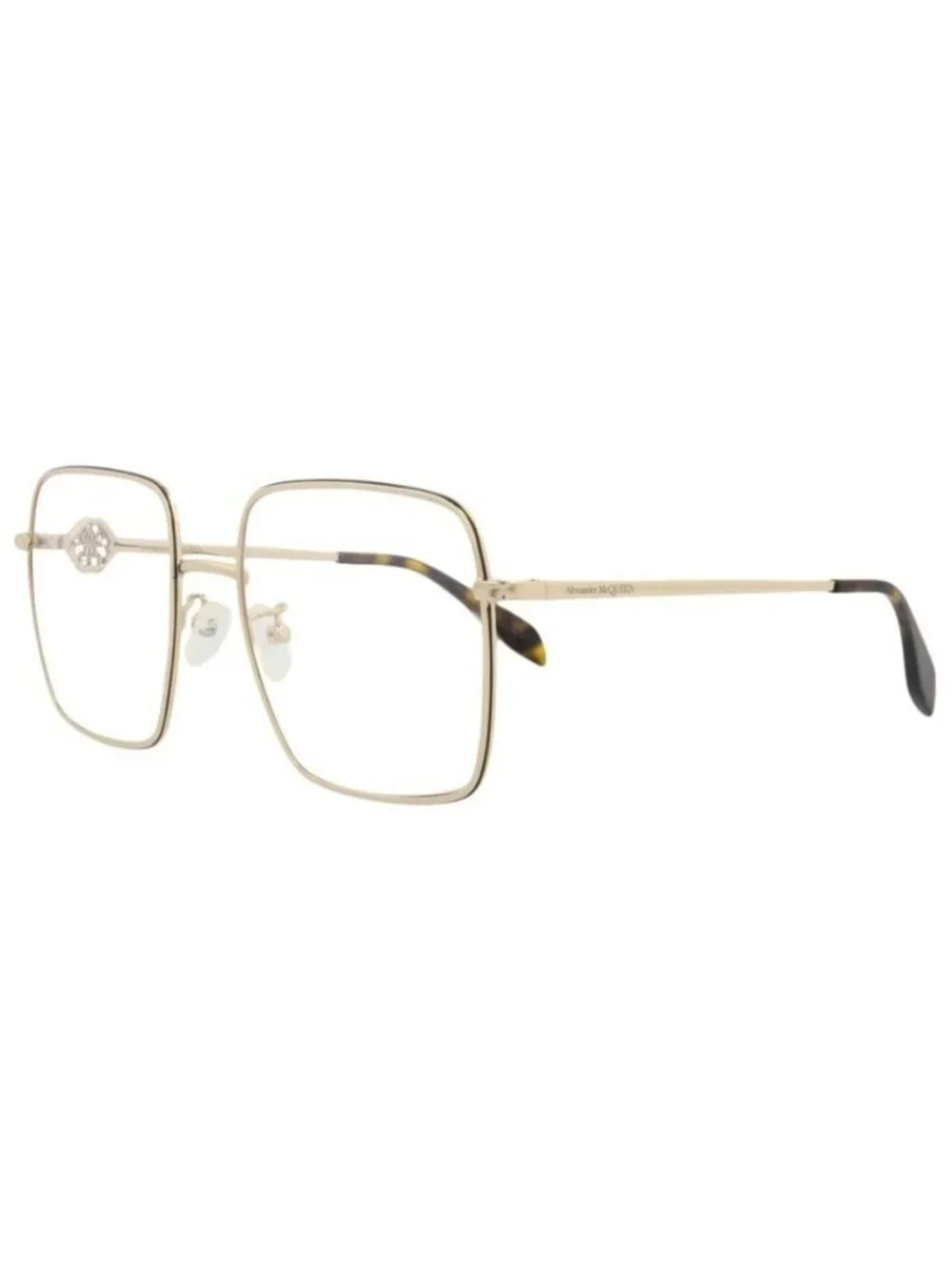 New Alexander McQueen Womens Square/Rectangle Gold Gold Transparent Fashion Desi